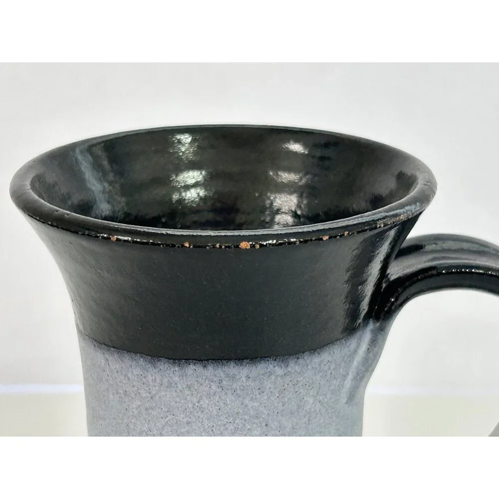 Pottery Mug Cup Black Glaze Brown Horse Motif Farmhouse Western Cottagecore Boho - Picture 5 of 12
